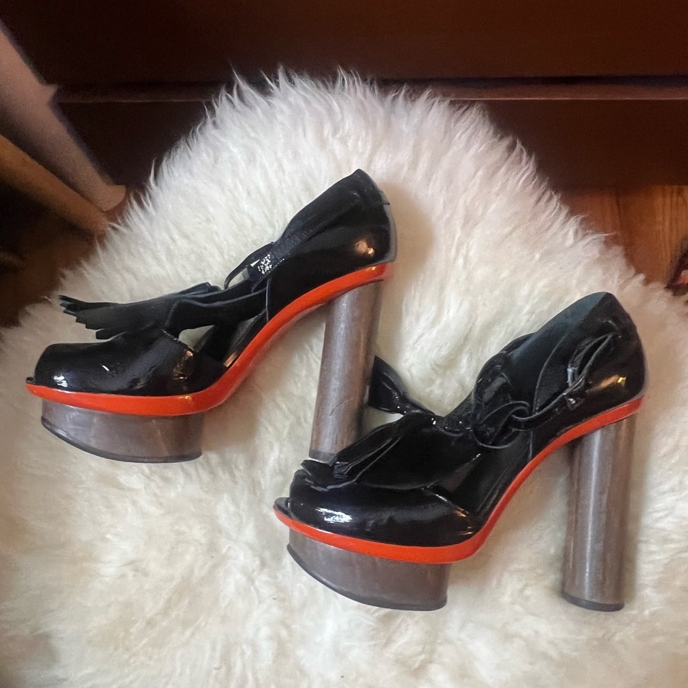 Sonia Rykiel Black Platform Wooden Heels size 7